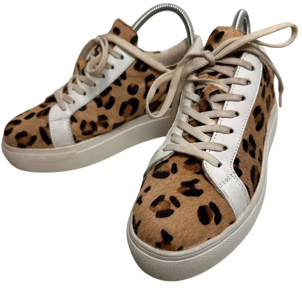 Myra Bag Sz 7.5 38 Leopard Hairon Leather Platform‎ Sneakers